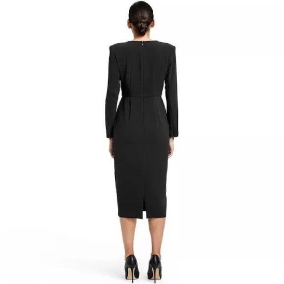NEW! SERGIO HUDSON x Target Dress Strong Shoulder Midi A-Line Black Size XXS - Picture 2 of 3